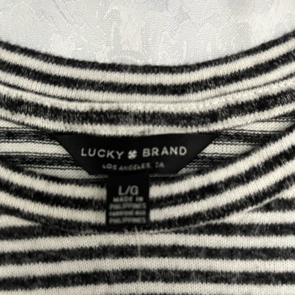 NWT Lucky Brand Black And White Long Sleeve Size Large Woman’s Shirt - Picture 5 of 7